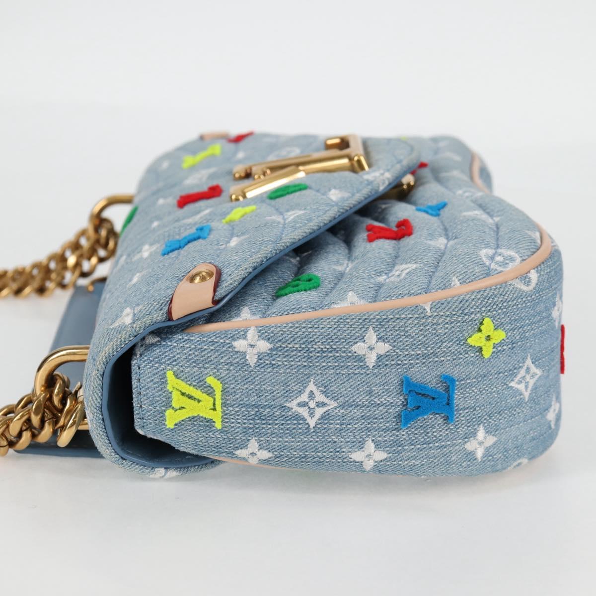 LOUIS VUITTON New Wave Chain Bag MM Hand Bag Light Blue M53692 LV Auth BD2243SM