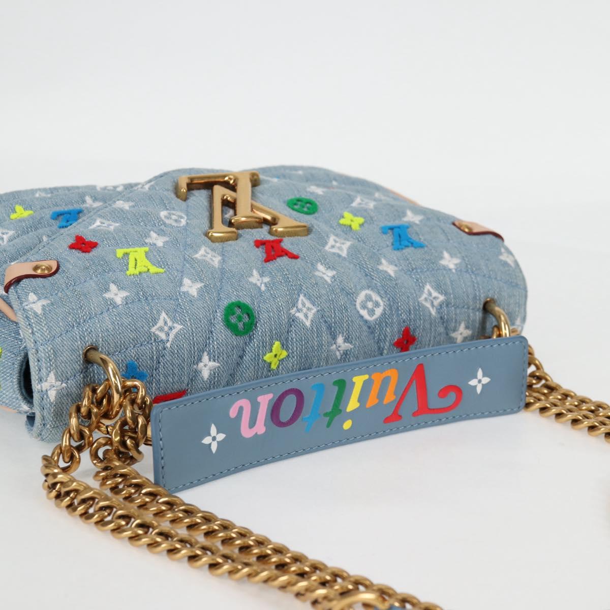 LOUIS VUITTON New Wave Chain Bag MM Hand Bag Light Blue M53692 LV Auth BD2243SM