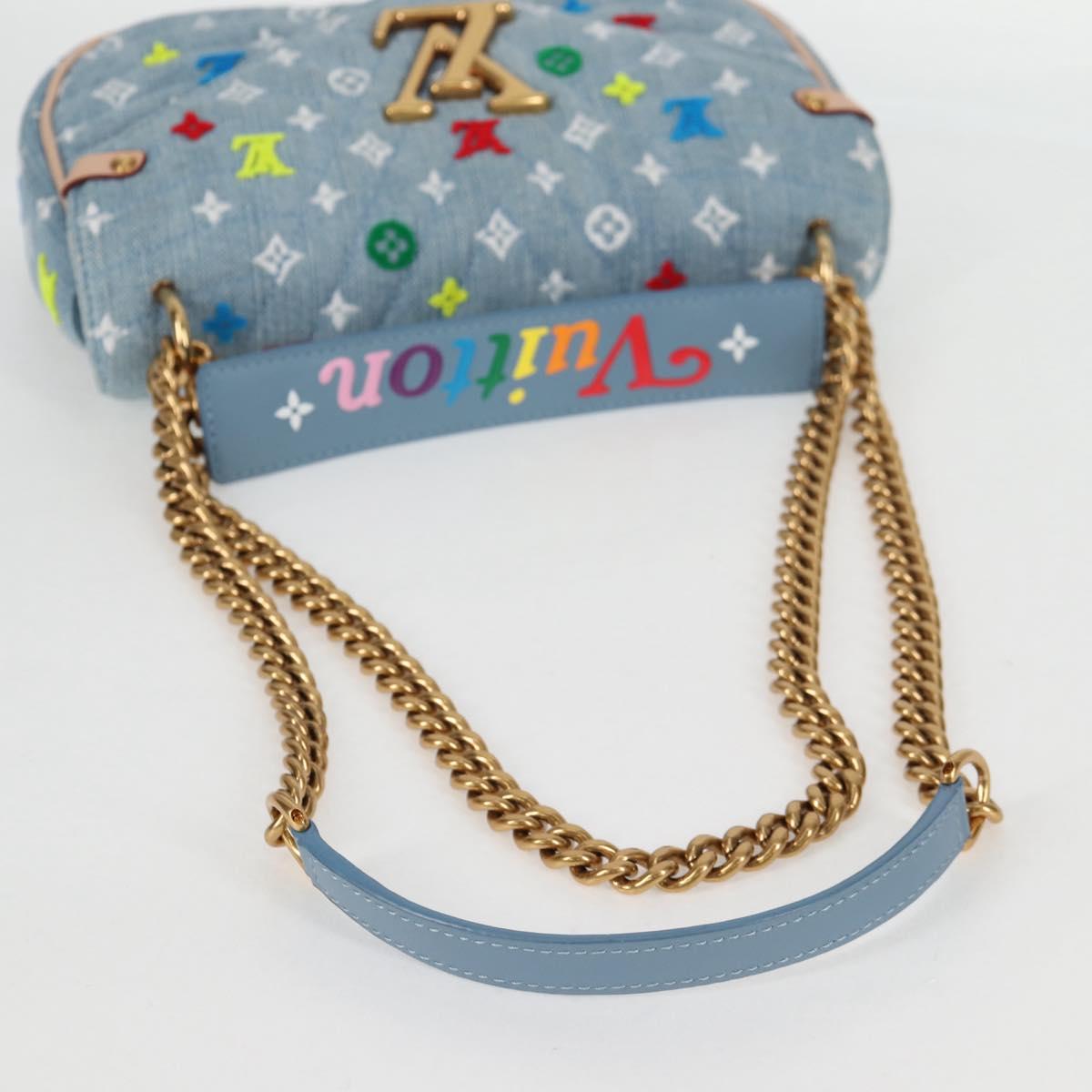 LOUIS VUITTON New Wave Chain Bag MM Hand Bag Light Blue M53692 LV Auth BD2243SM