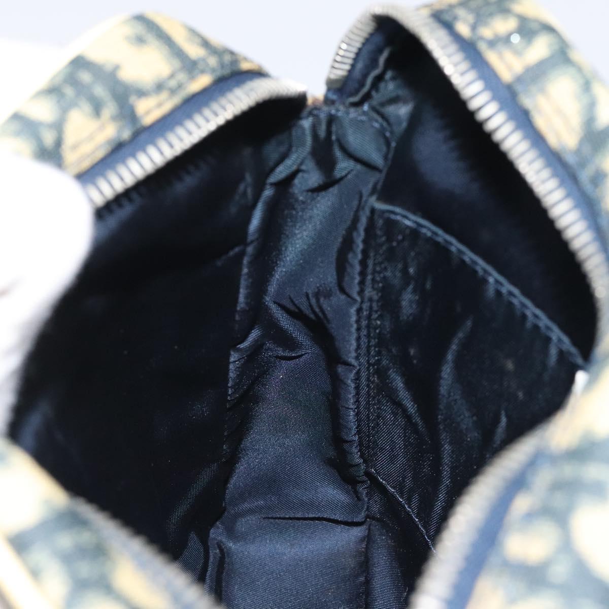 Christian Dior Trotter Canvas Shoulder Bag Navy Gold Auth BD2276
