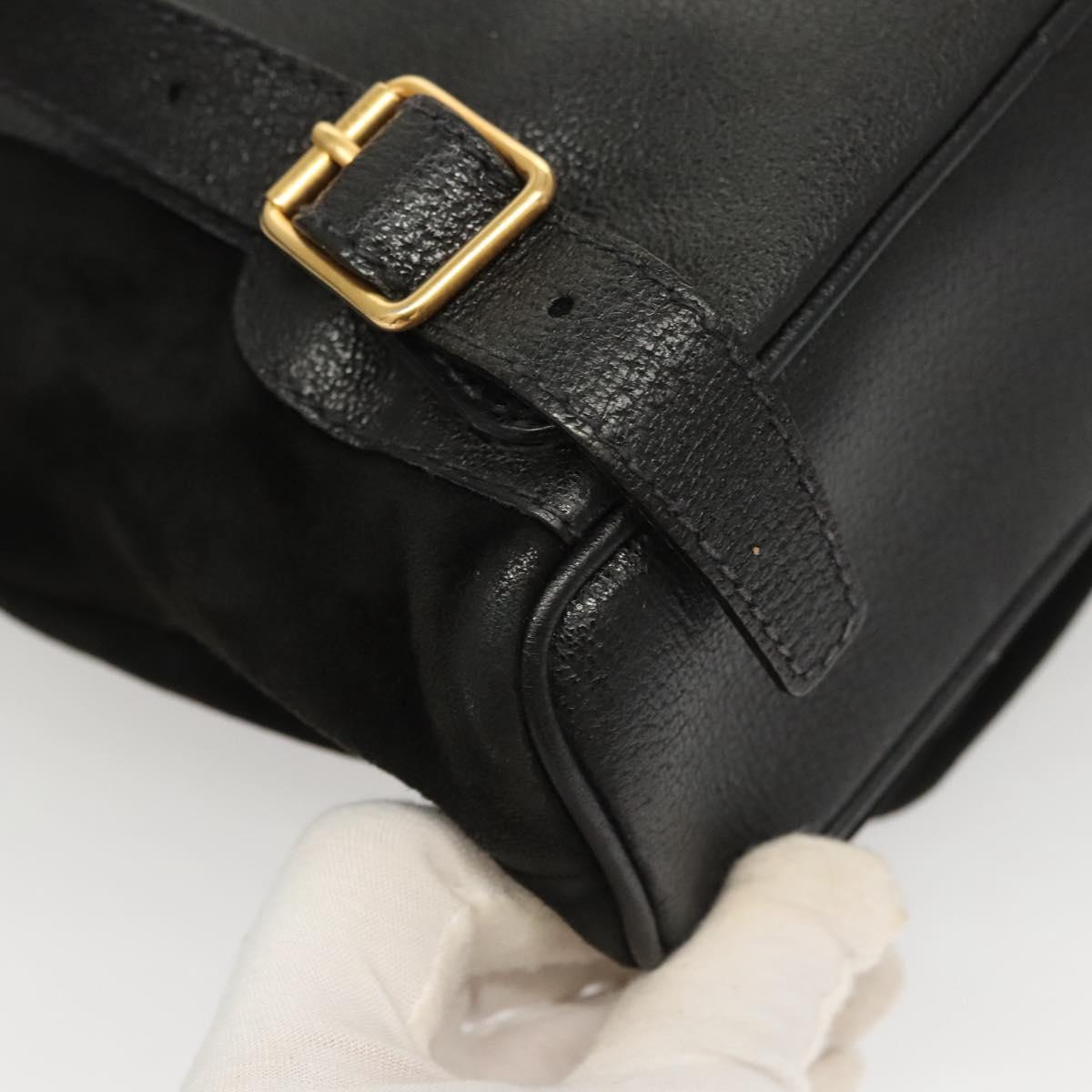 GUCCI Bamboo Backpack Suede Black Gold 003 2058 0030 Auth BD2283