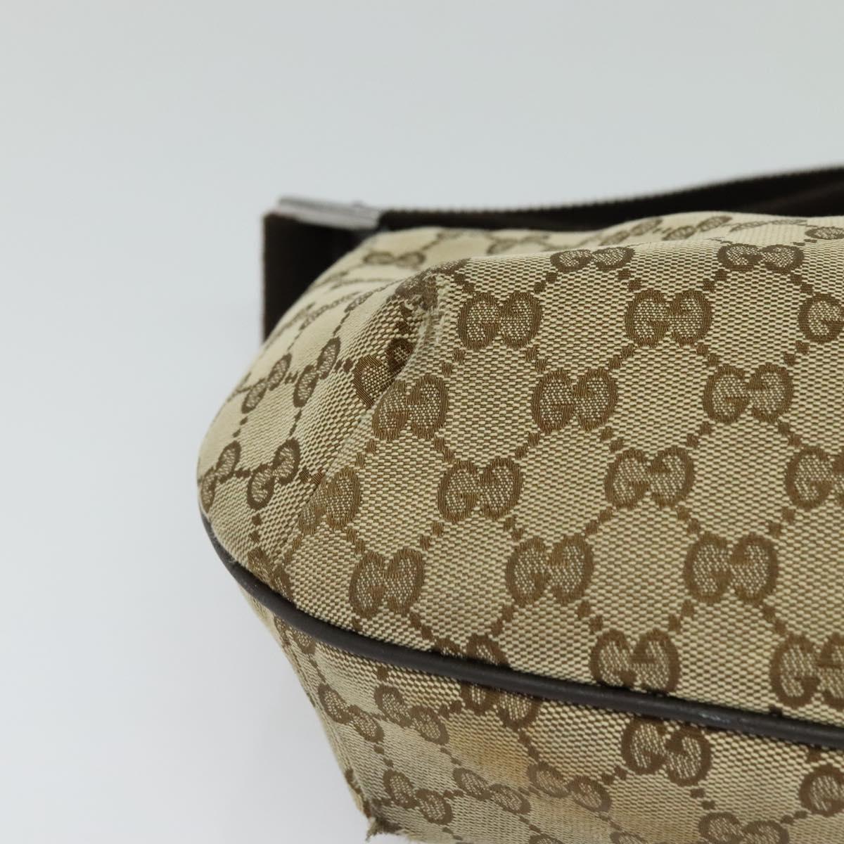 GUCCI GG Canvas Shoulder Bag Beige Silver 181092 Auth BD2285
