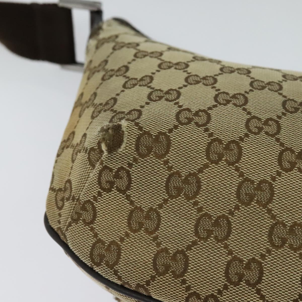GUCCI GG Canvas Shoulder Bag Beige Silver 181092 Auth BD2285