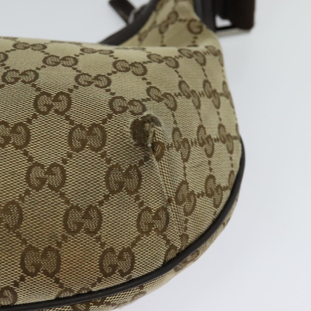 GUCCI GG Canvas Shoulder Bag Beige Silver 181092 Auth BD2285