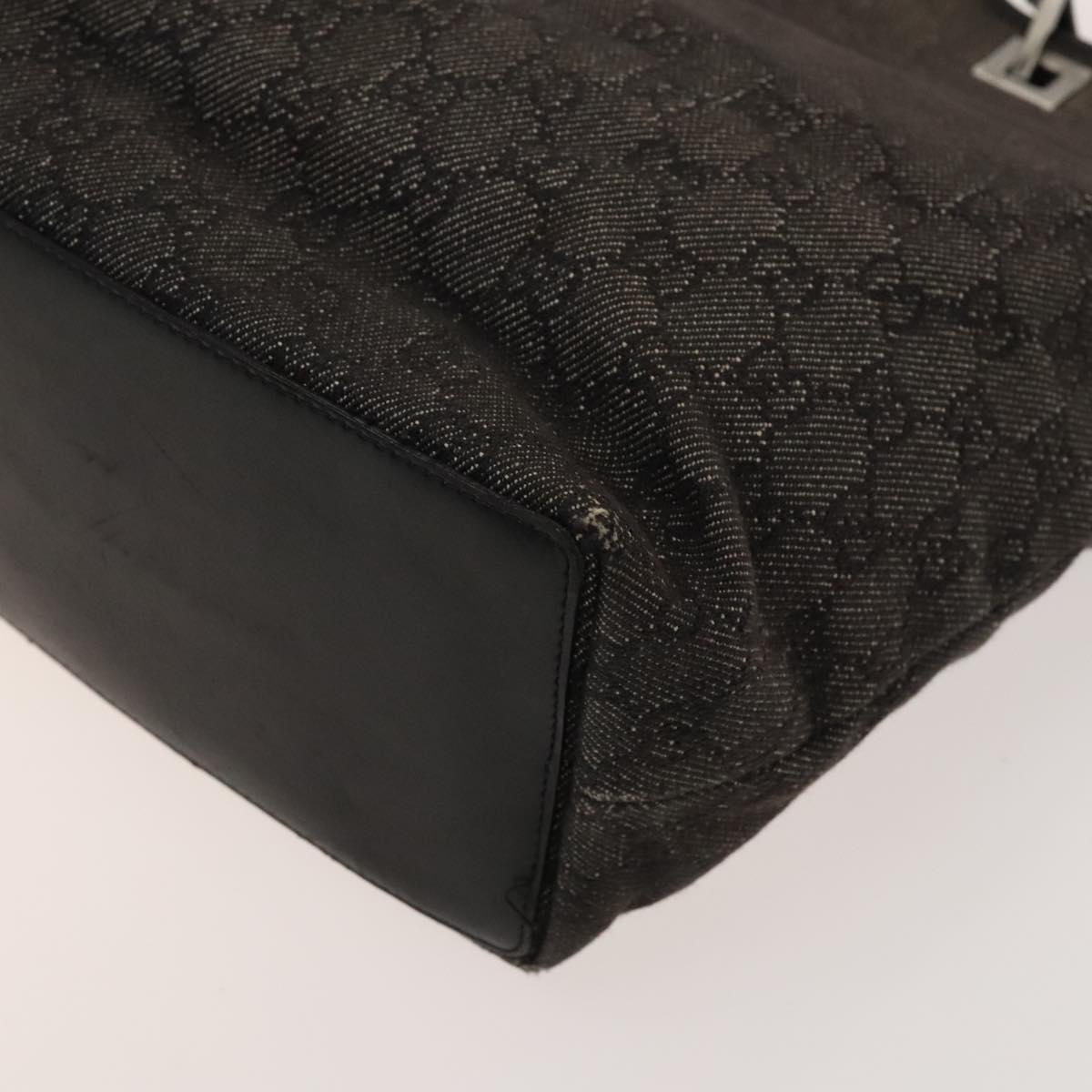 GUCCI GG Canvas Tote Bag Black Silver 001 1098 Auth BD2289