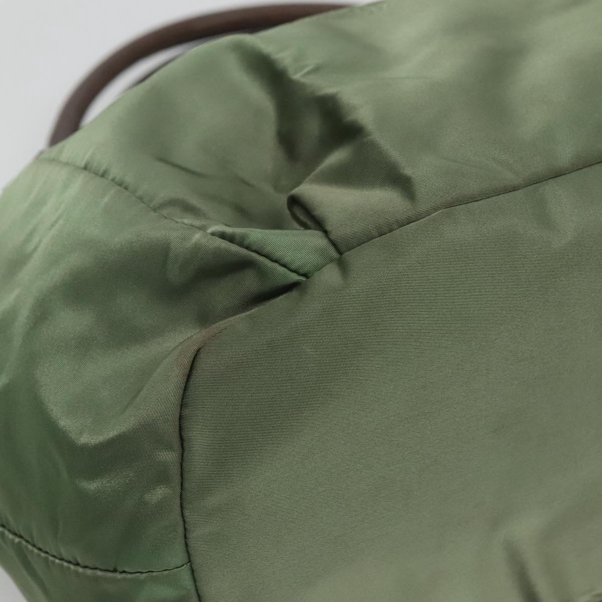 PRADA Hand Bag Nylon 2way Khaki Gold Auth BD242