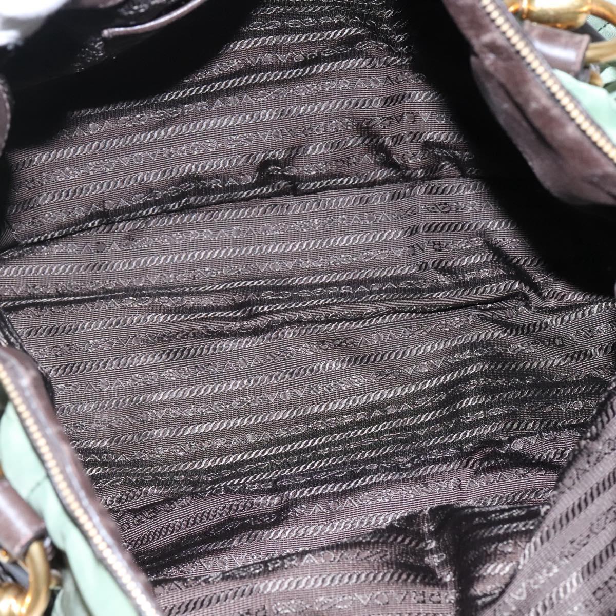 PRADA Hand Bag Nylon 2way Khaki Gold Auth BD242