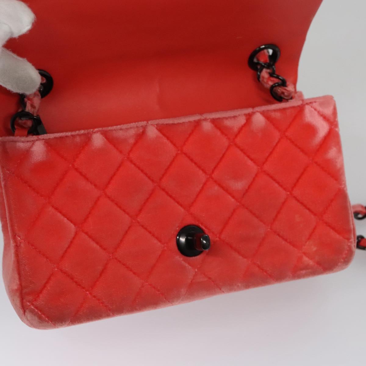 CHANEL Matelasse Chain Shoulder Bag Velor Pink CC Auth BD244V