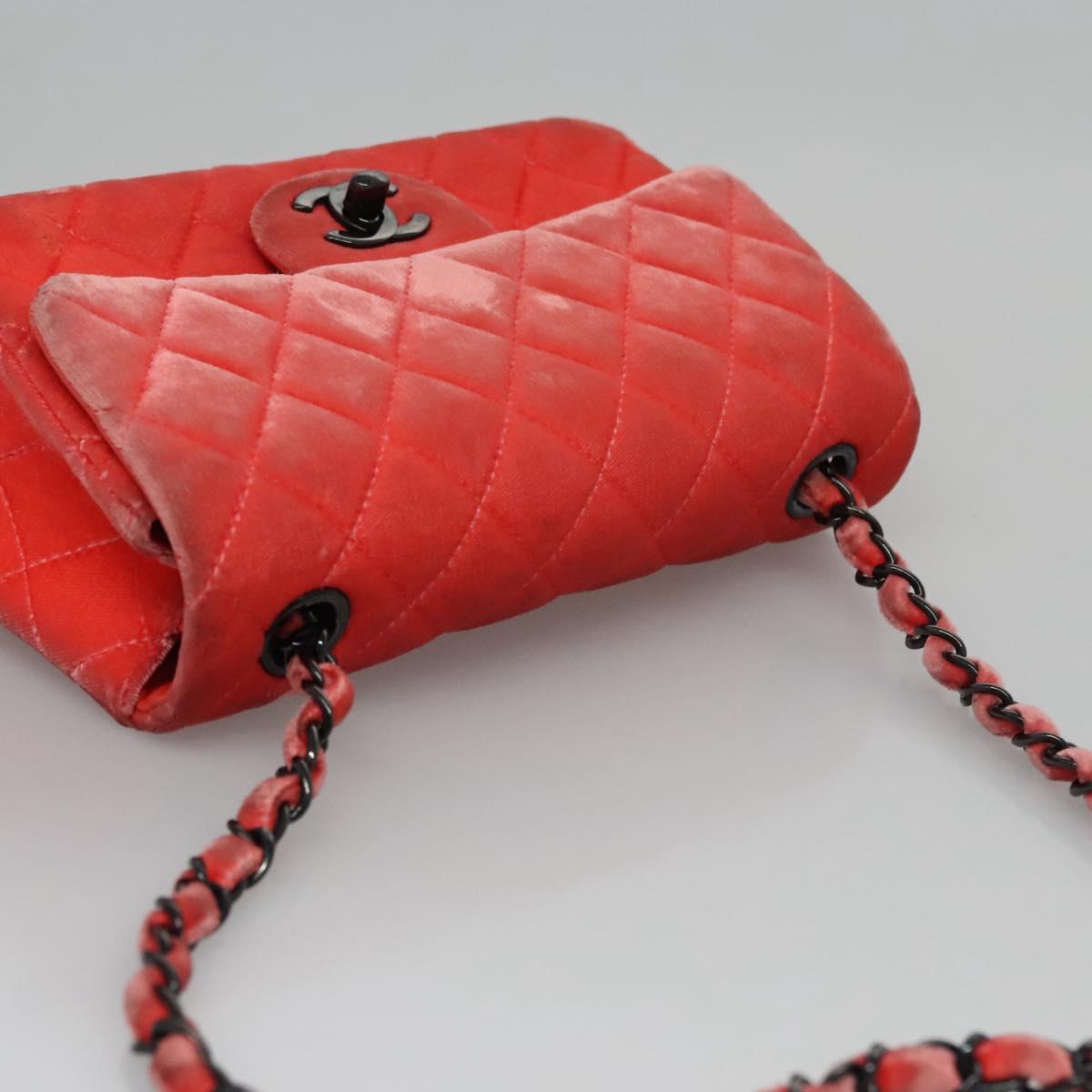 CHANEL Matelasse Chain Shoulder Bag Velor Pink CC Auth BD244V