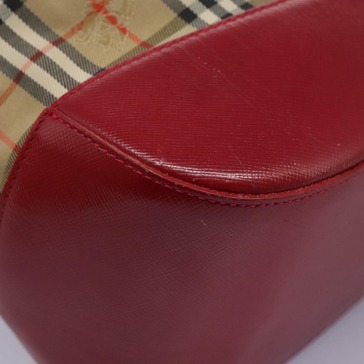 Burberrys Nova Check Shoulder Bag Canvas Beige Red gold Auth BD251