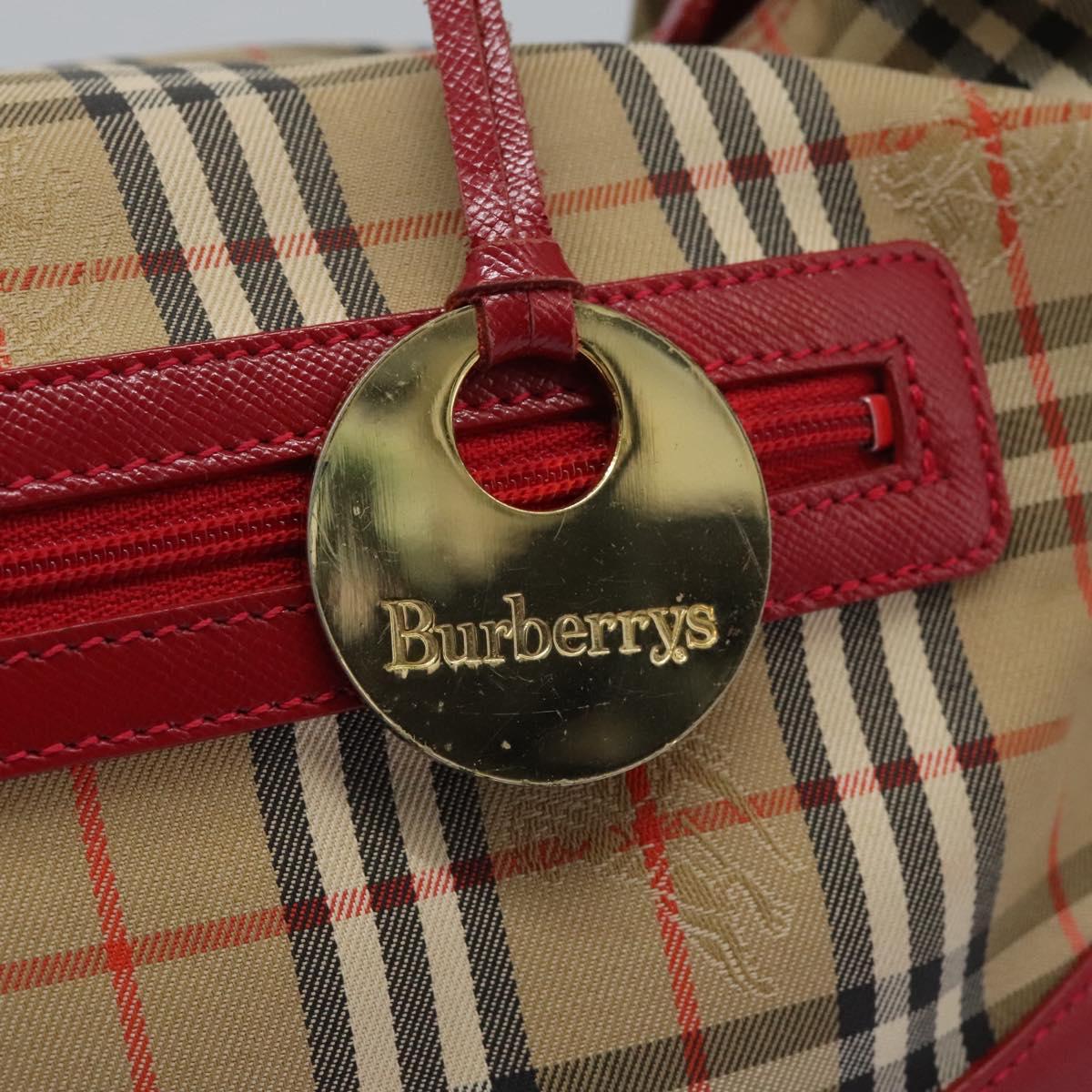 Burberrys Nova Check Shoulder Bag Canvas Beige Red gold Auth BD251