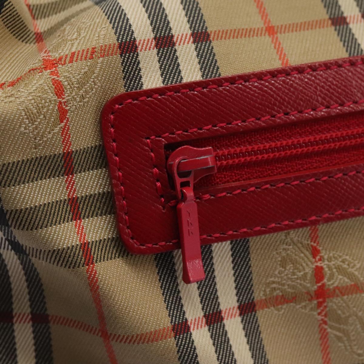 Burberrys Nova Check Shoulder Bag Canvas Beige Red gold Auth BD251