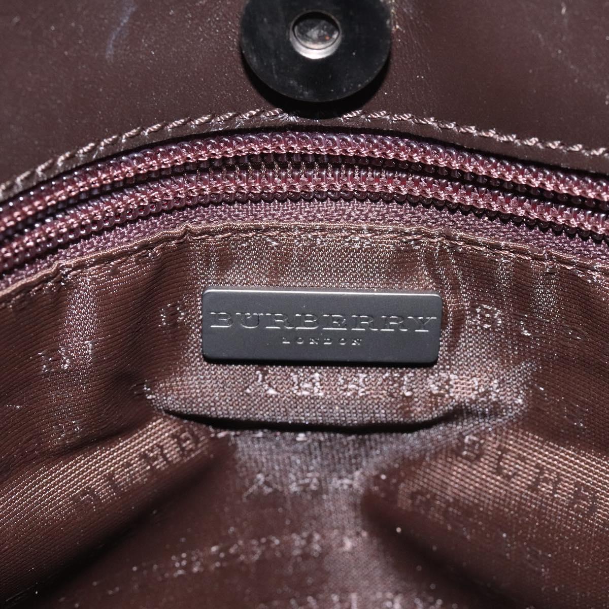 BURBERRY Nova Check Hand Bag PVC Leather Beige Dark Brown Auth BD252