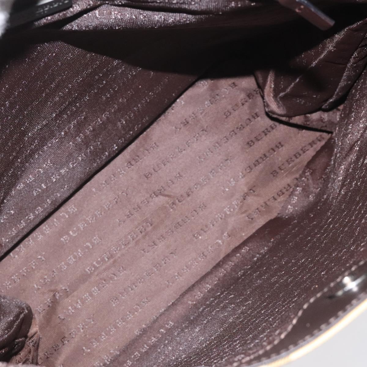 BURBERRY Nova Check Hand Bag PVC Leather Beige Dark Brown Auth BD252