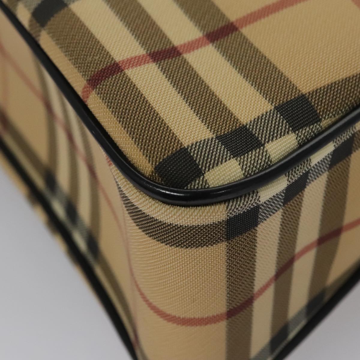 BURBERRY Nova Check Hand Bag PVC Beige Auth BD255