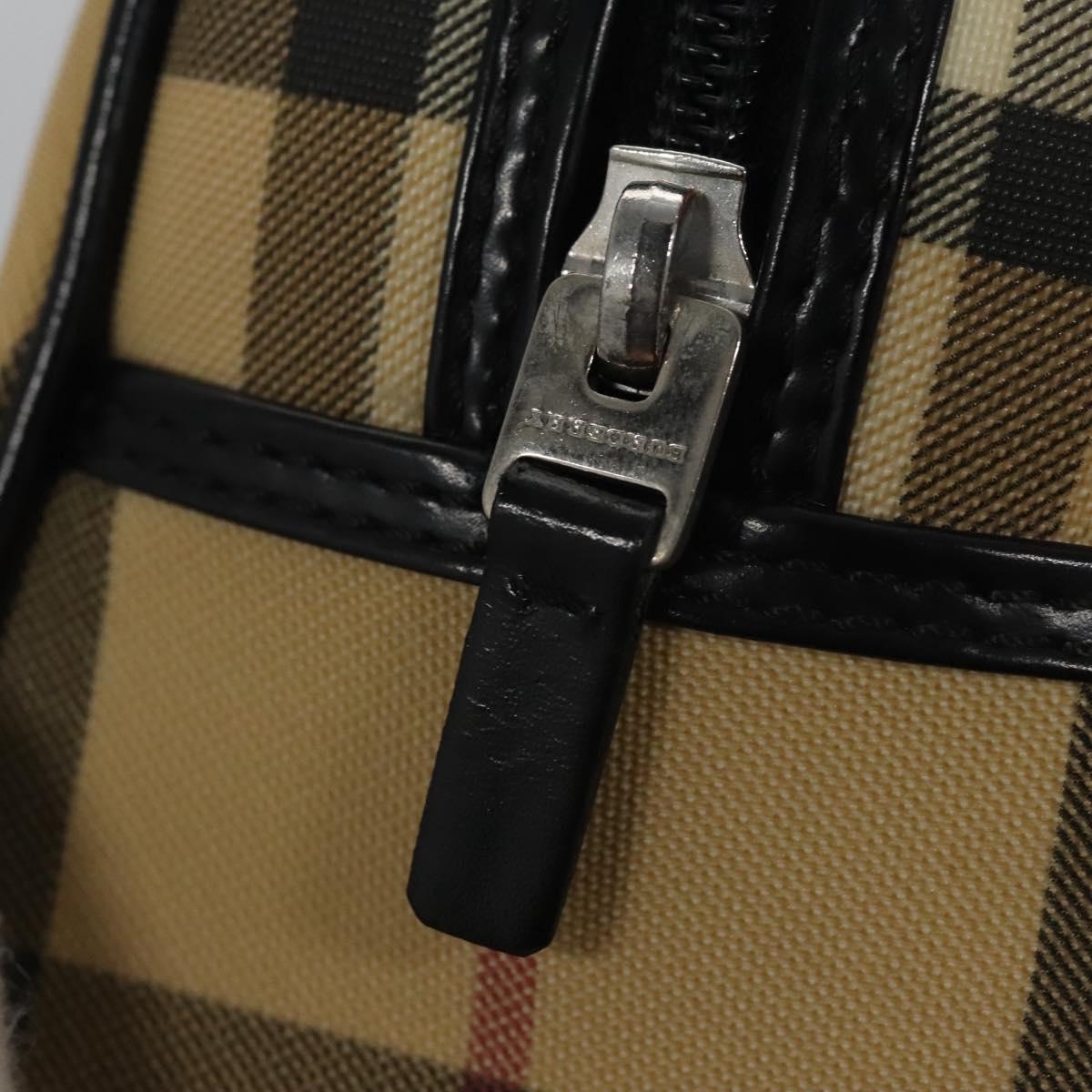 BURBERRY Nova Check Hand Bag PVC Beige Auth BD255