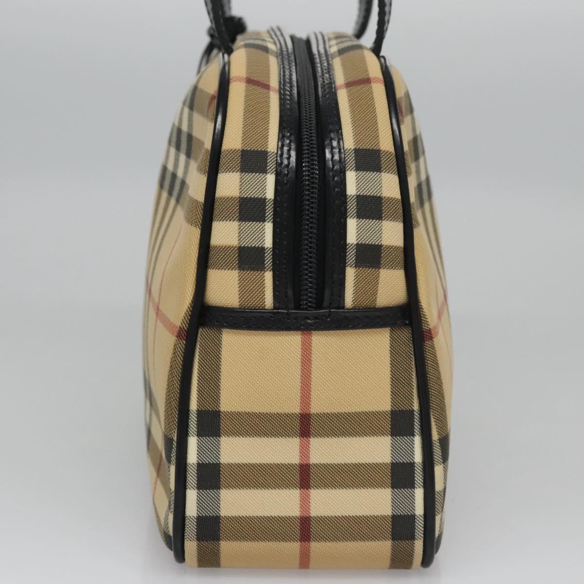 BURBERRY Nova Check Hand Bag PVC Beige Auth BD255