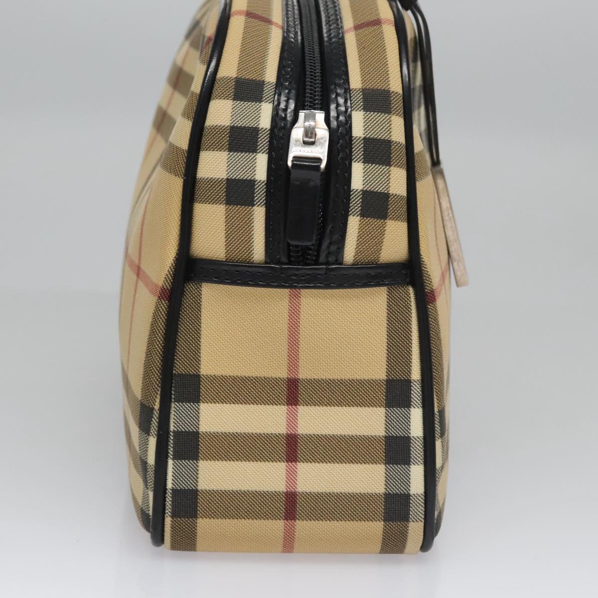 BURBERRY Nova Check Hand Bag PVC Beige Auth BD255