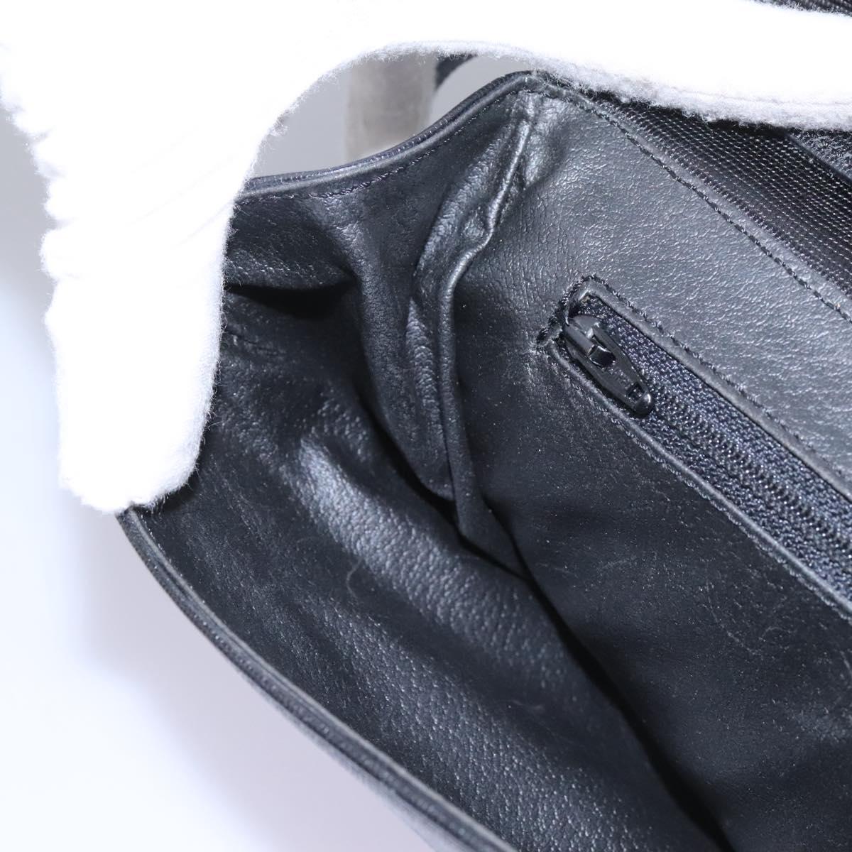 CELINE Shoulder Bag Leather Black Gold Auth BD268