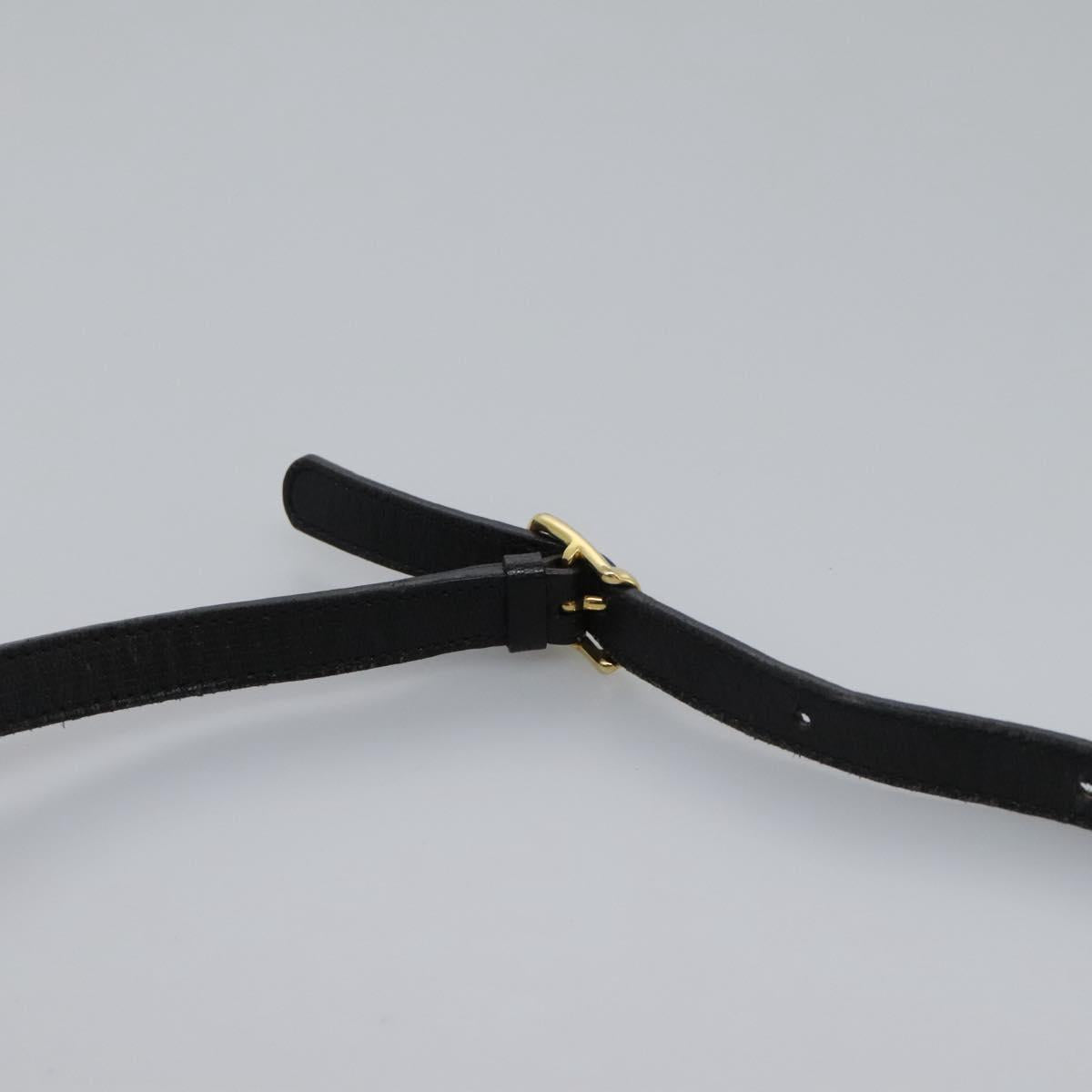 CELINE Shoulder Bag Leather Black Gold Auth BD268