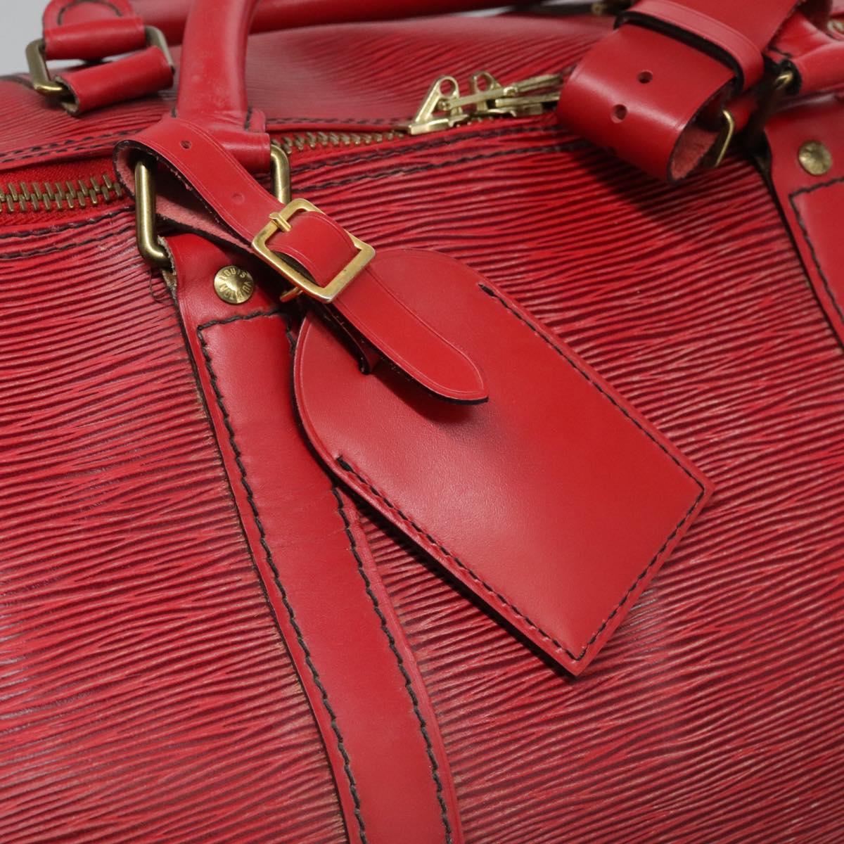 LOUIS VUITTON Epi Keepall 60 Boston Bag Red M42947 LV Auth BD278