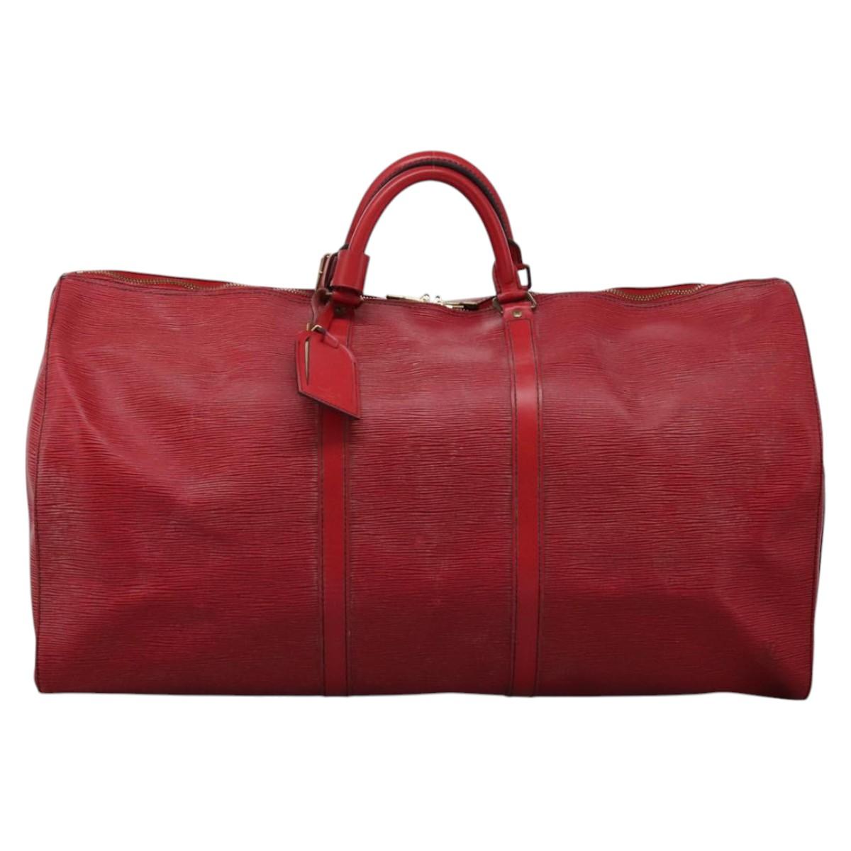 LOUIS VUITTON Epi Keepall 60 Boston Bag Red M42947 LV Auth BD278