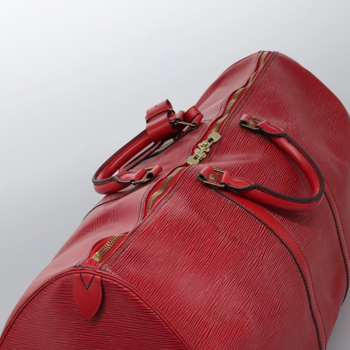 LOUIS VUITTON Epi Keepall 60 Boston Bag Red M42947 LV Auth BD278