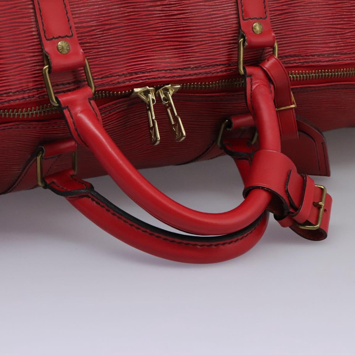 LOUIS VUITTON Epi Keepall 60 Boston Bag Red M42947 LV Auth BD278