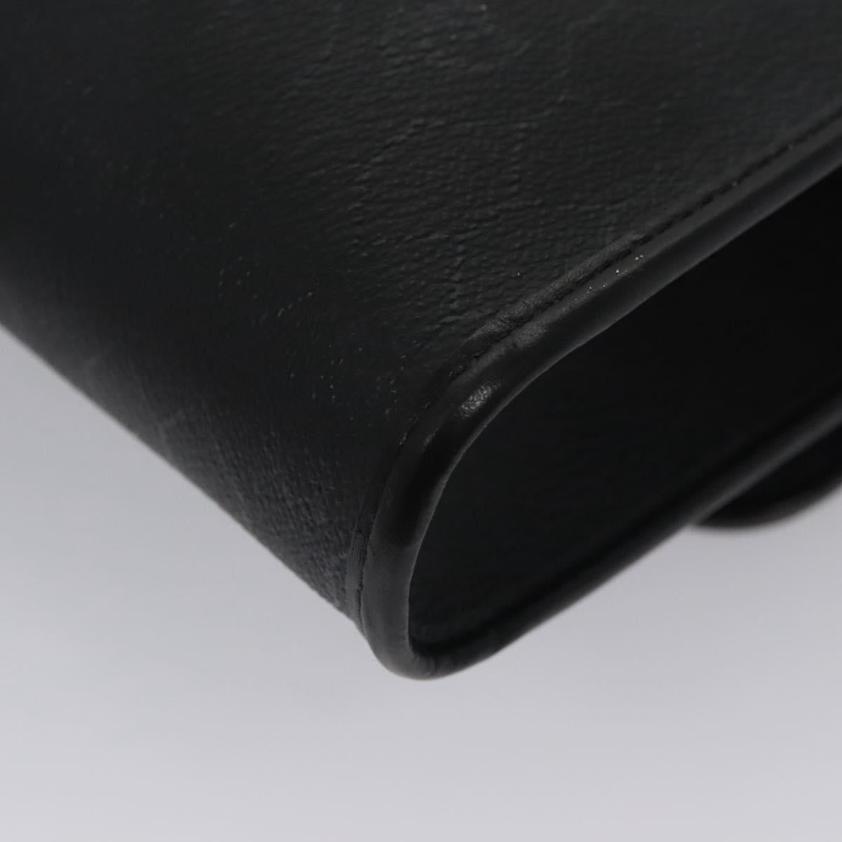 Christian Dior Honeycomb Canvas Chain Shoulder Bag PVC Black Gold Auth BD281