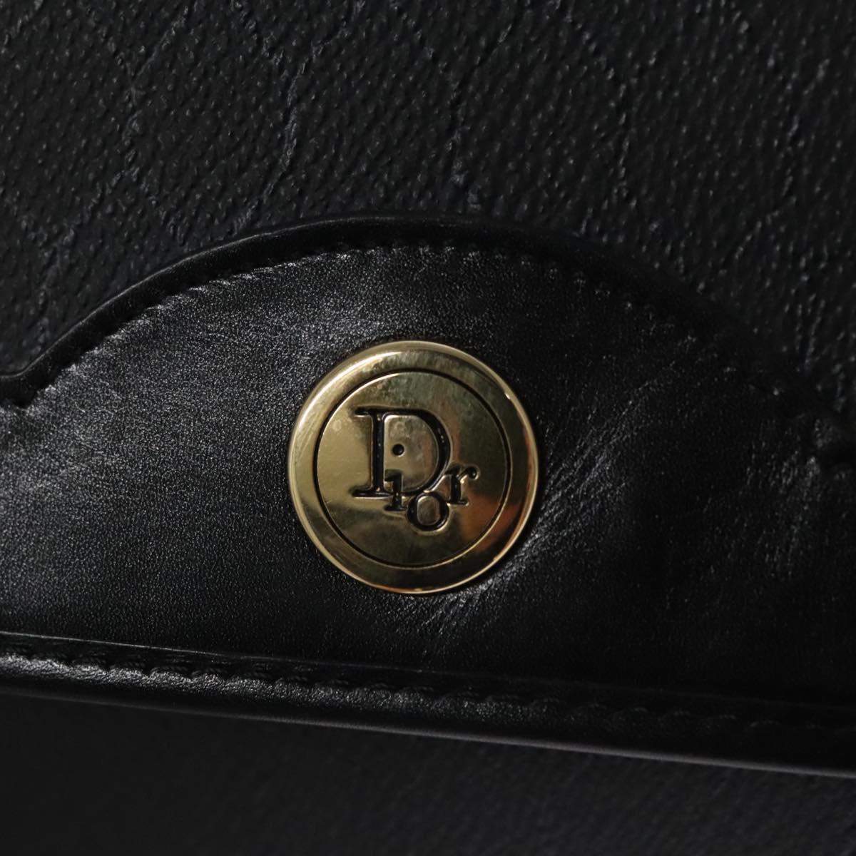 Christian Dior Honeycomb Canvas Chain Shoulder Bag PVC Black Gold Auth BD281