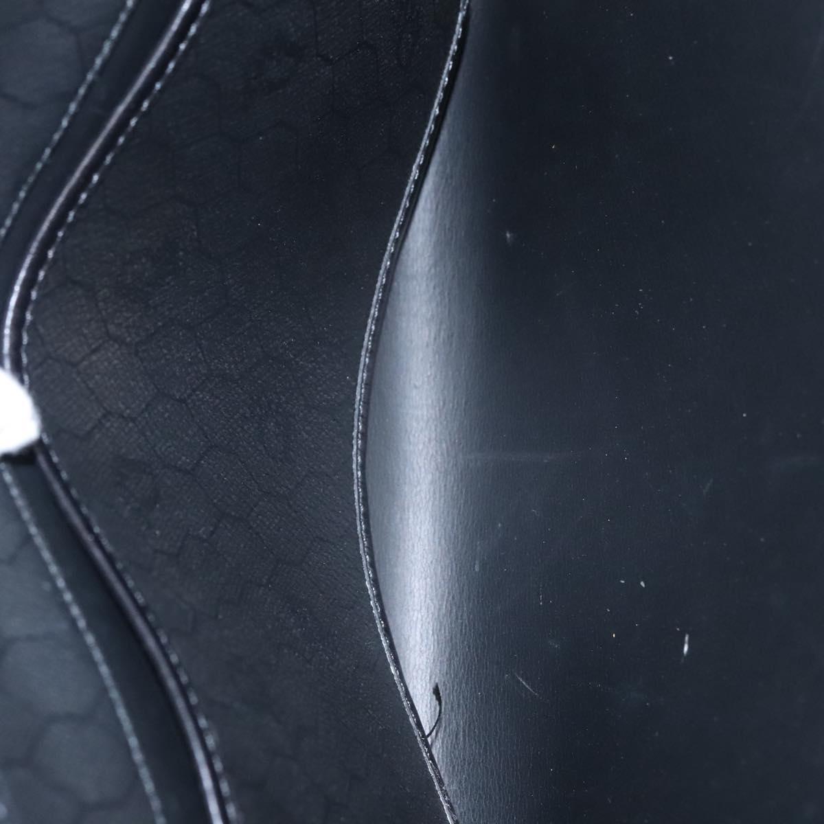 Christian Dior Honeycomb Canvas Chain Shoulder Bag PVC Black Gold Auth BD281