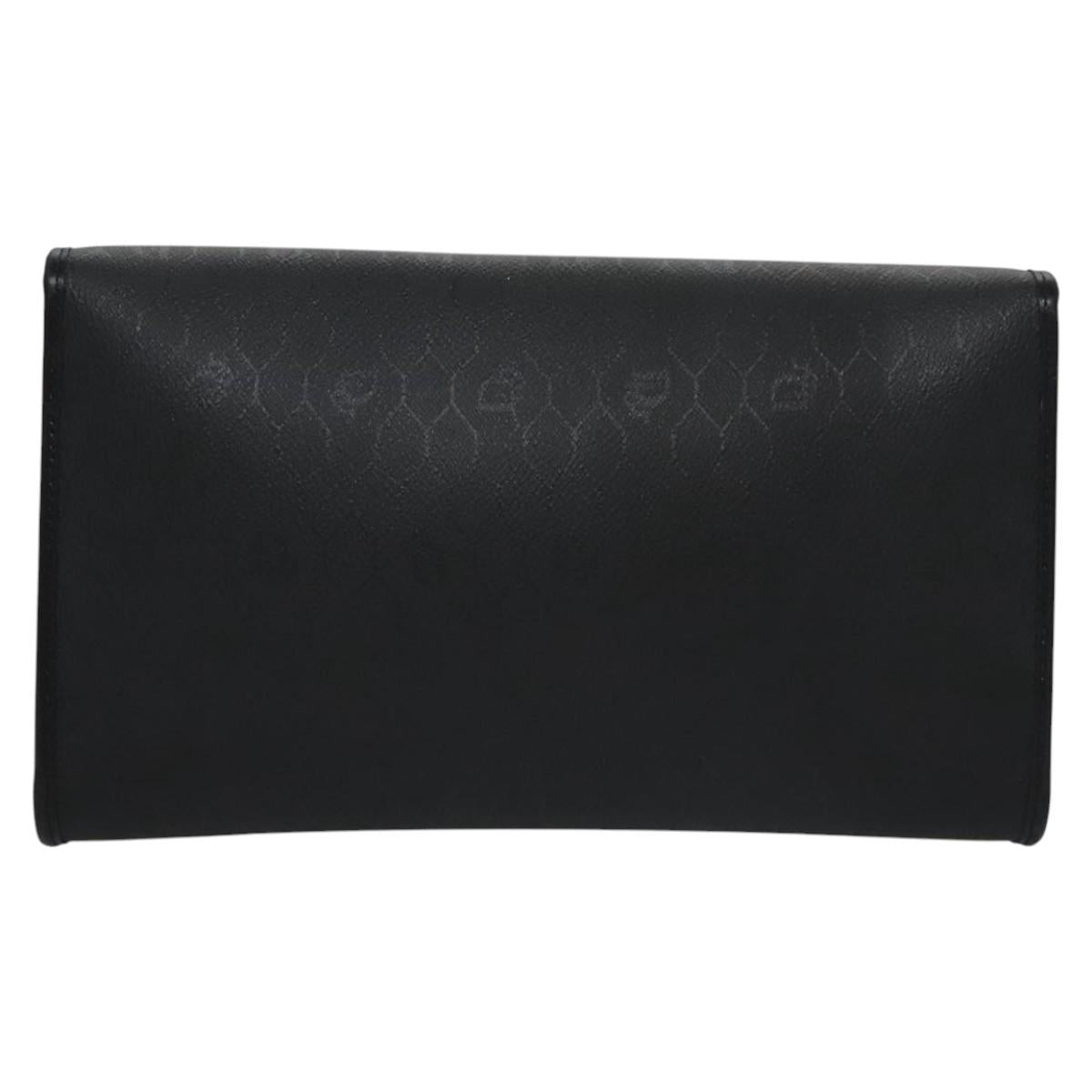 Christian Dior Honeycomb Canvas Chain Shoulder Bag PVC Black Gold Auth BD281