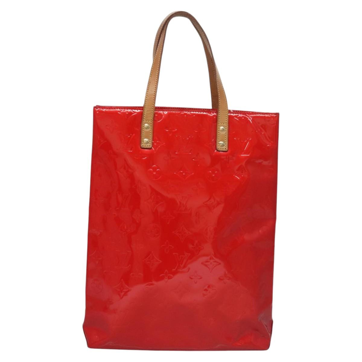 LOUIS VUITTON Monogram Vernis Reade MM Hand Bag Red Rouge M91086 LV Auth BD284
