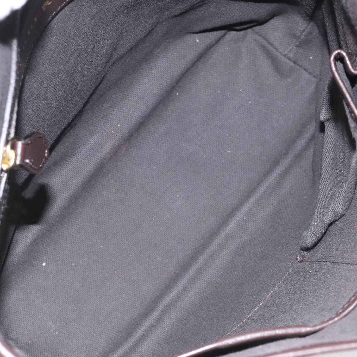 BURBERRY Nova Check Tote Bag PVC Leather Beige Dark Brown gold Auth BD286