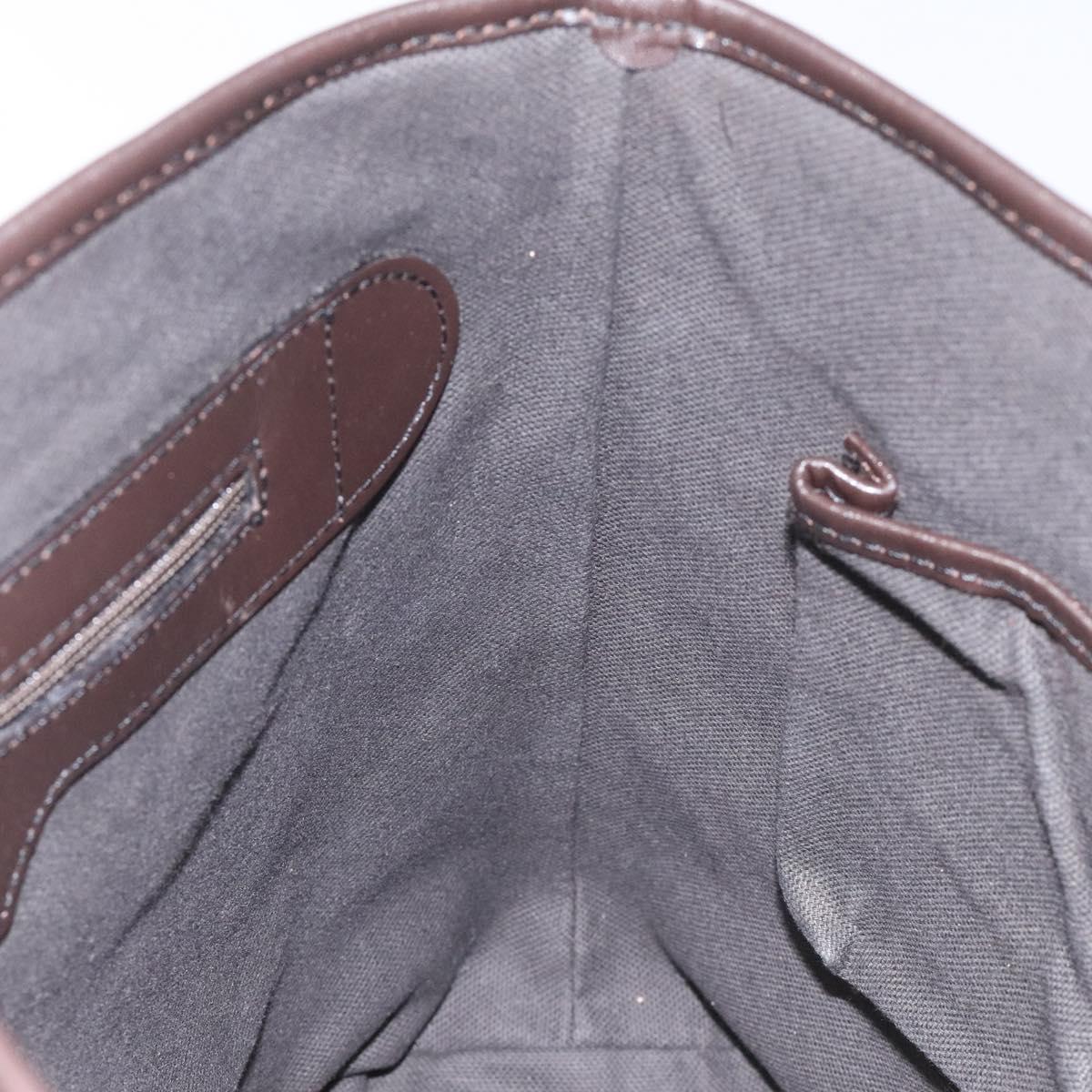 BURBERRY Nova Check Tote Bag PVC Leather Beige Dark Brown gold Auth BD286