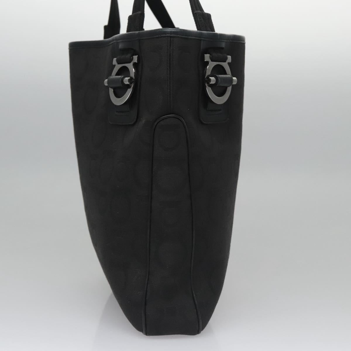 Salvatore Ferragamo Gancini Tote Bag Canvas Black Auth BD344