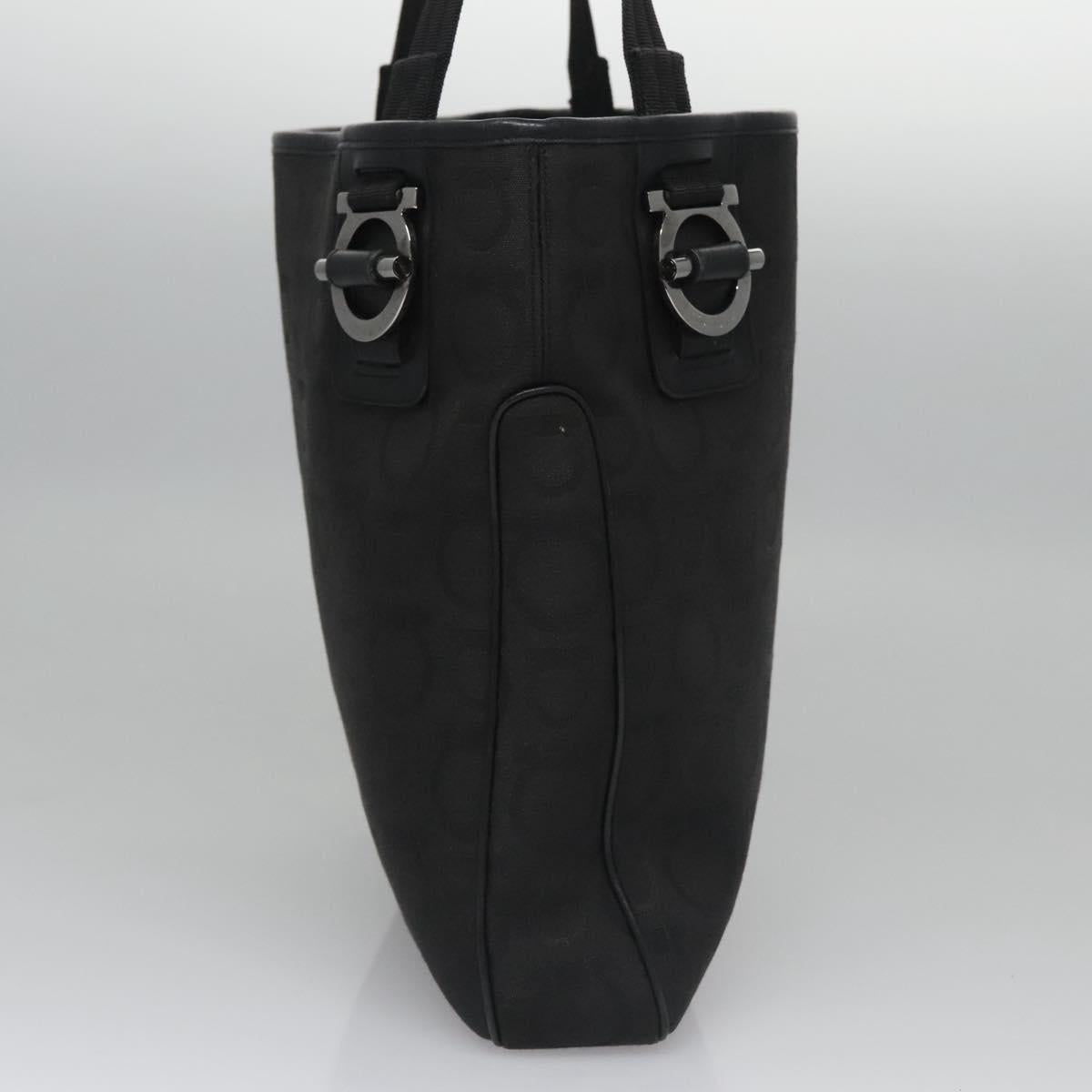 Salvatore Ferragamo Gancini Tote Bag Canvas Black Auth BD344