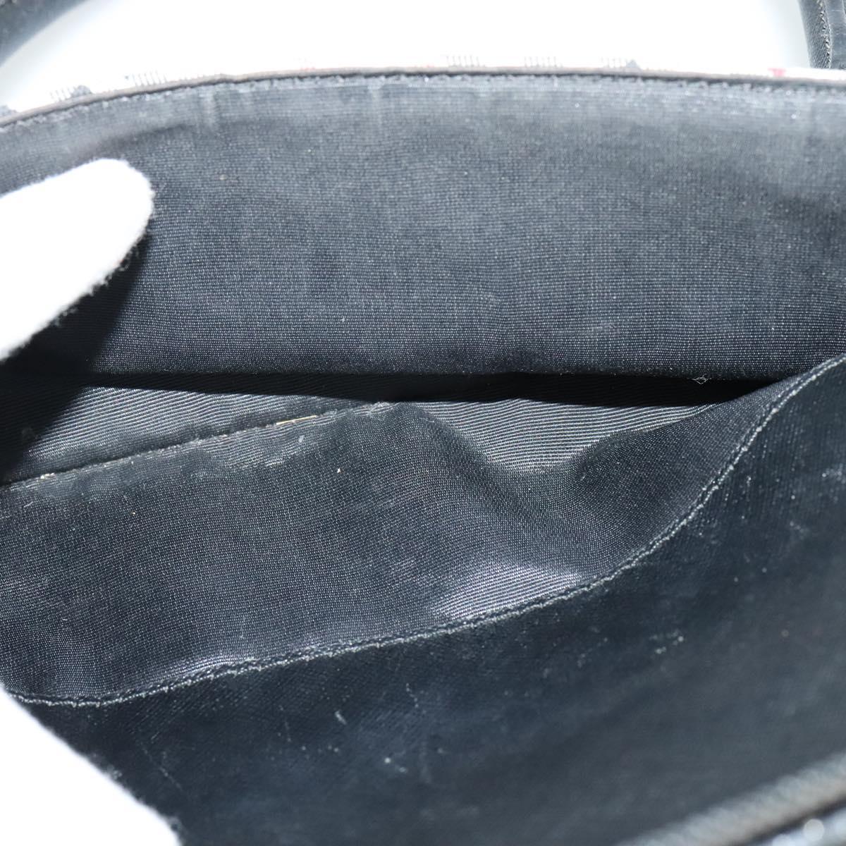 BURBERRY Nova Check Hand Bag Canvas Beige Black Auth BD352