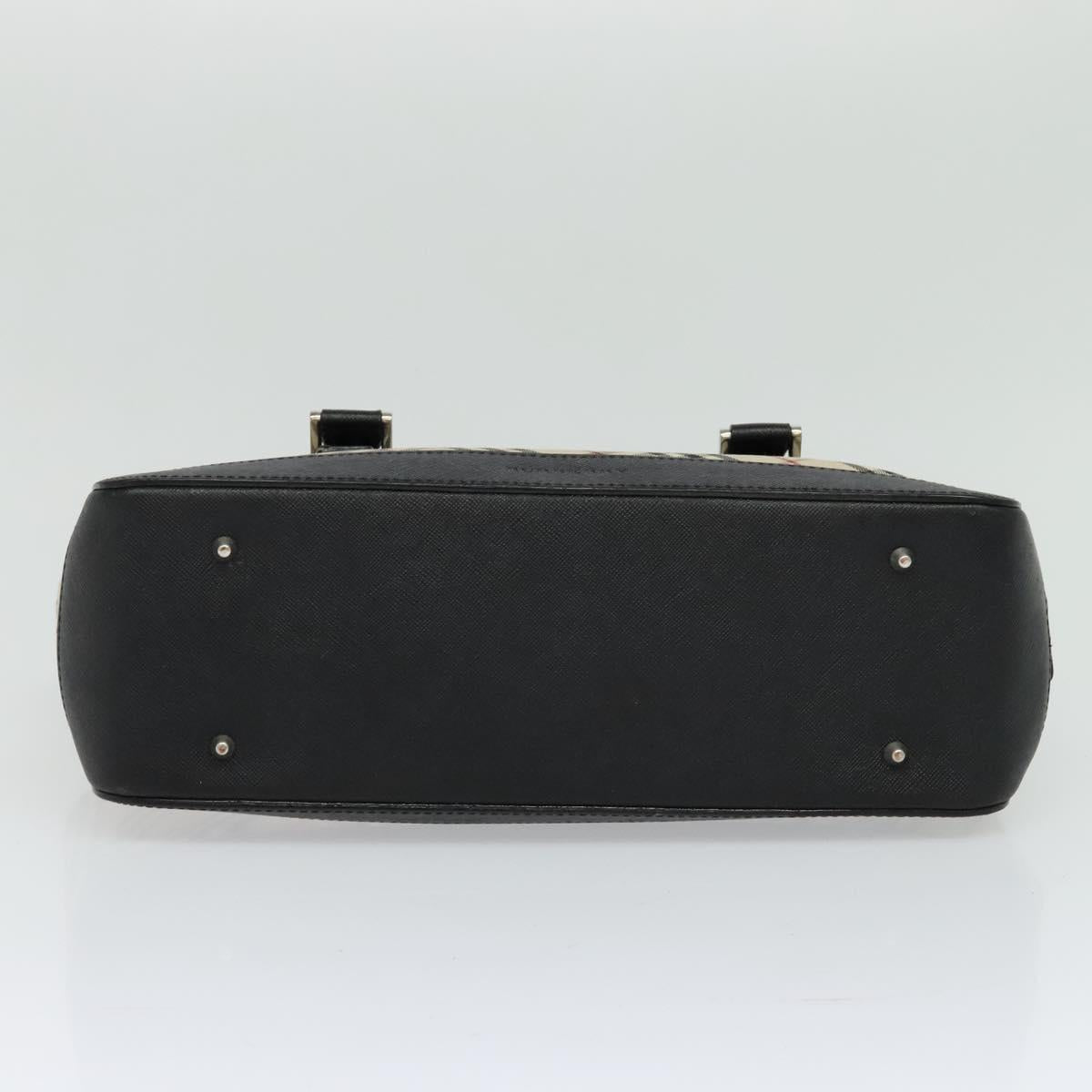 BURBERRY Nova Check Hand Bag Canvas Beige Black Auth BD352