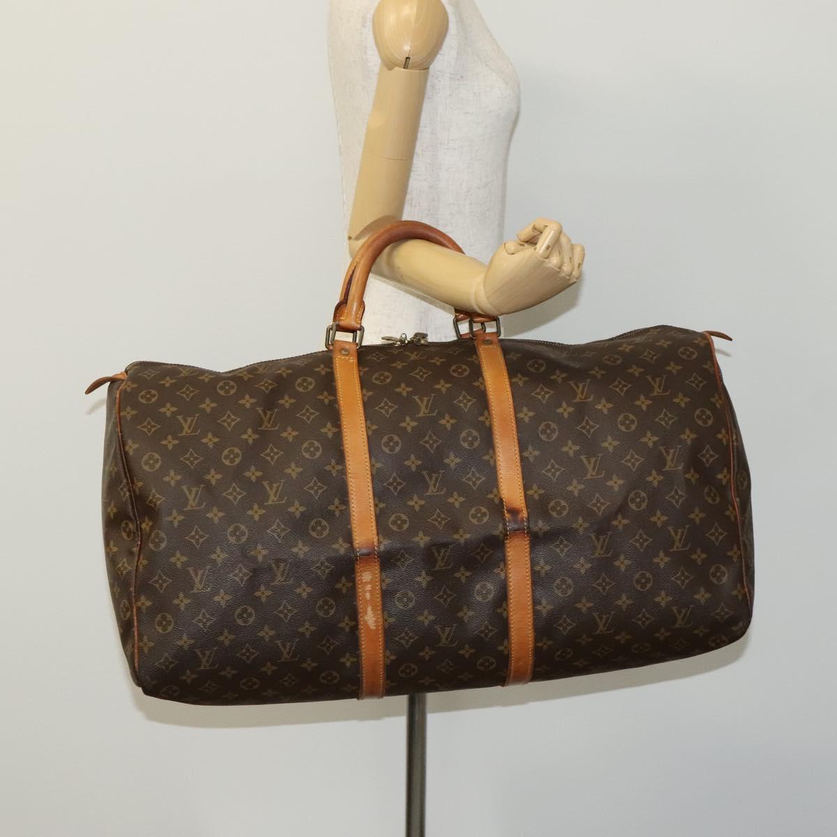 LOUIS VUITTON Monogram Keepall 60 Boston Bag M41422 LV Auth BD363