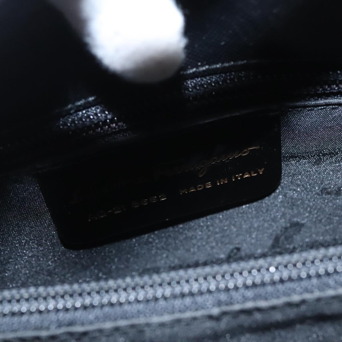 Salvatore Ferragamo Gancini Shoulder Bag Leather Black Auth BD371