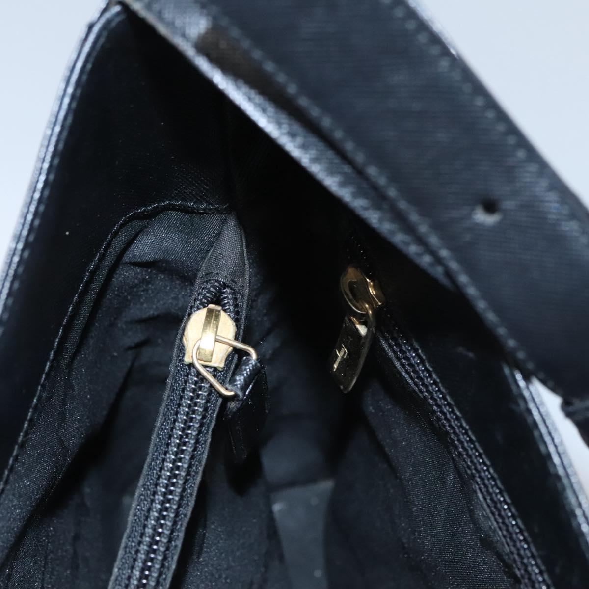 Salvatore Ferragamo Gancini Shoulder Bag Leather Black Auth BD371