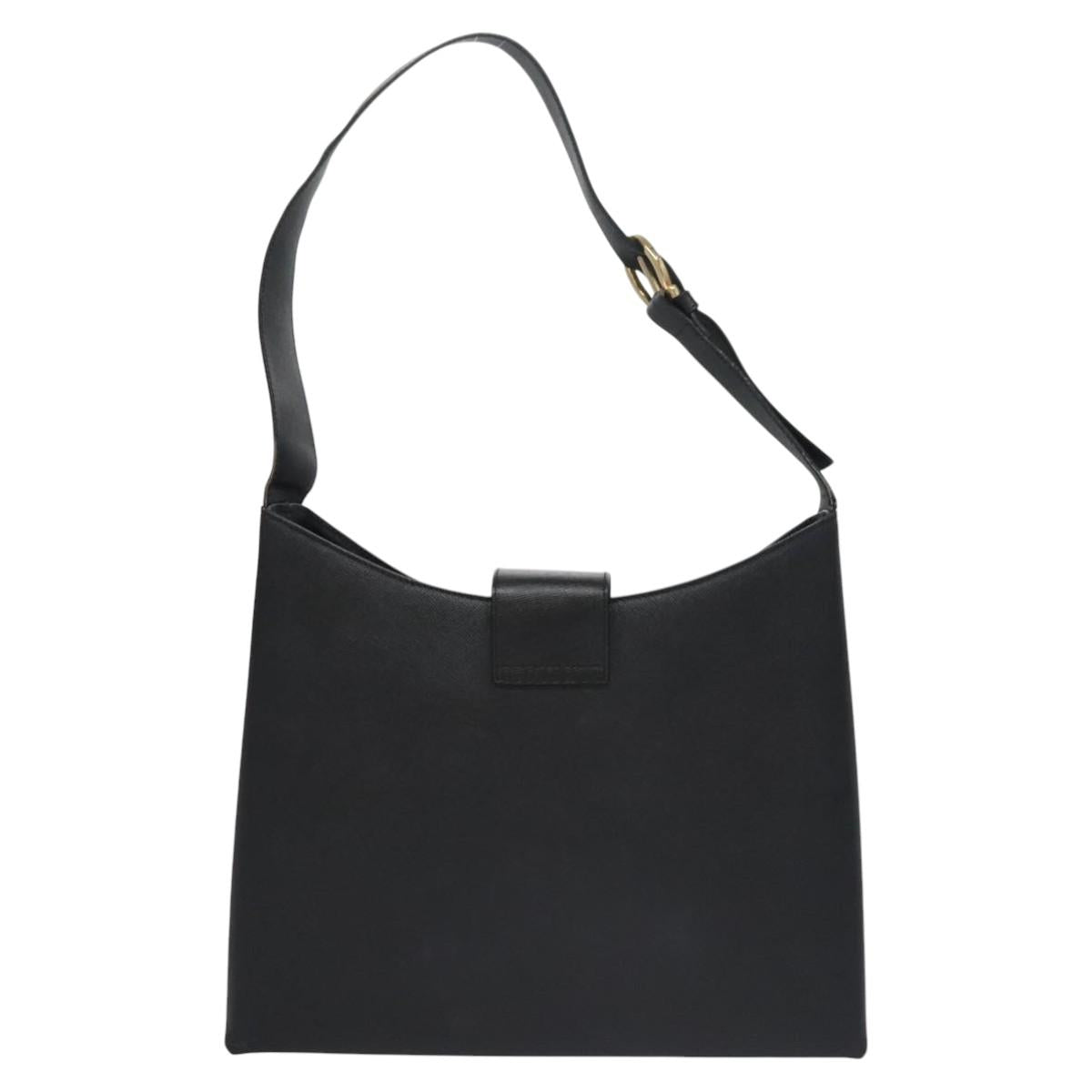 Salvatore Ferragamo Gancini Shoulder Bag Leather Black Auth BD371