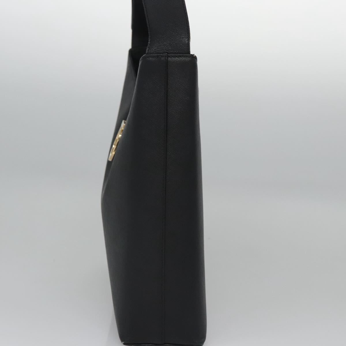 Salvatore Ferragamo Gancini Shoulder Bag Leather Black Auth BD371