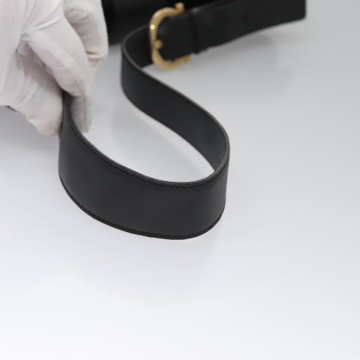 Salvatore Ferragamo Gancini Shoulder Bag Leather Black Auth BD371