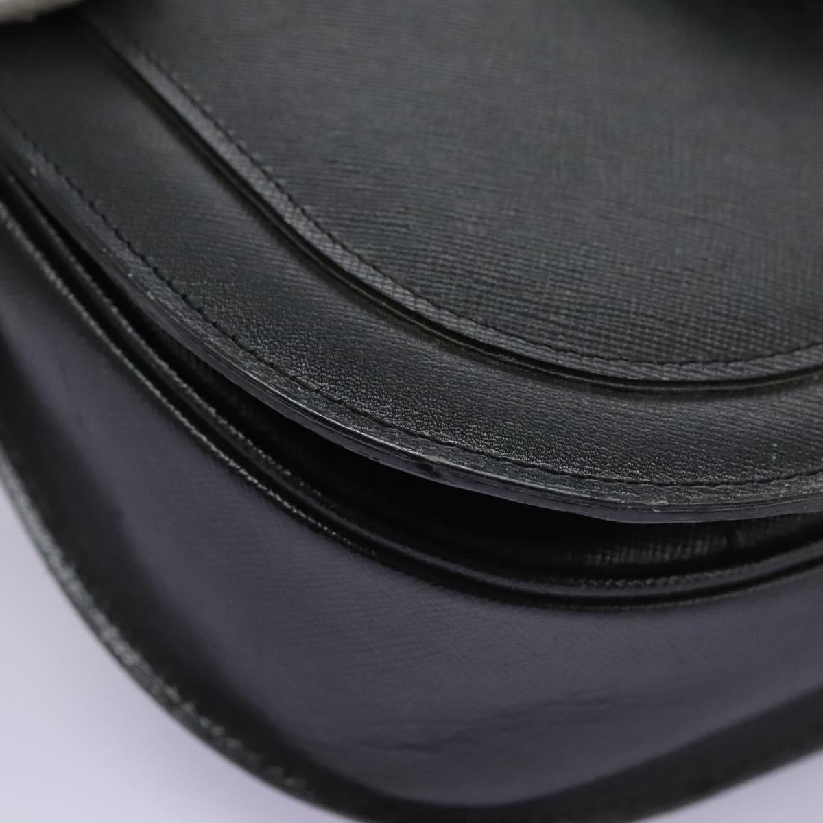 SAINT LAURENT Shoulder Bag Leather Black Gold Auth BD372