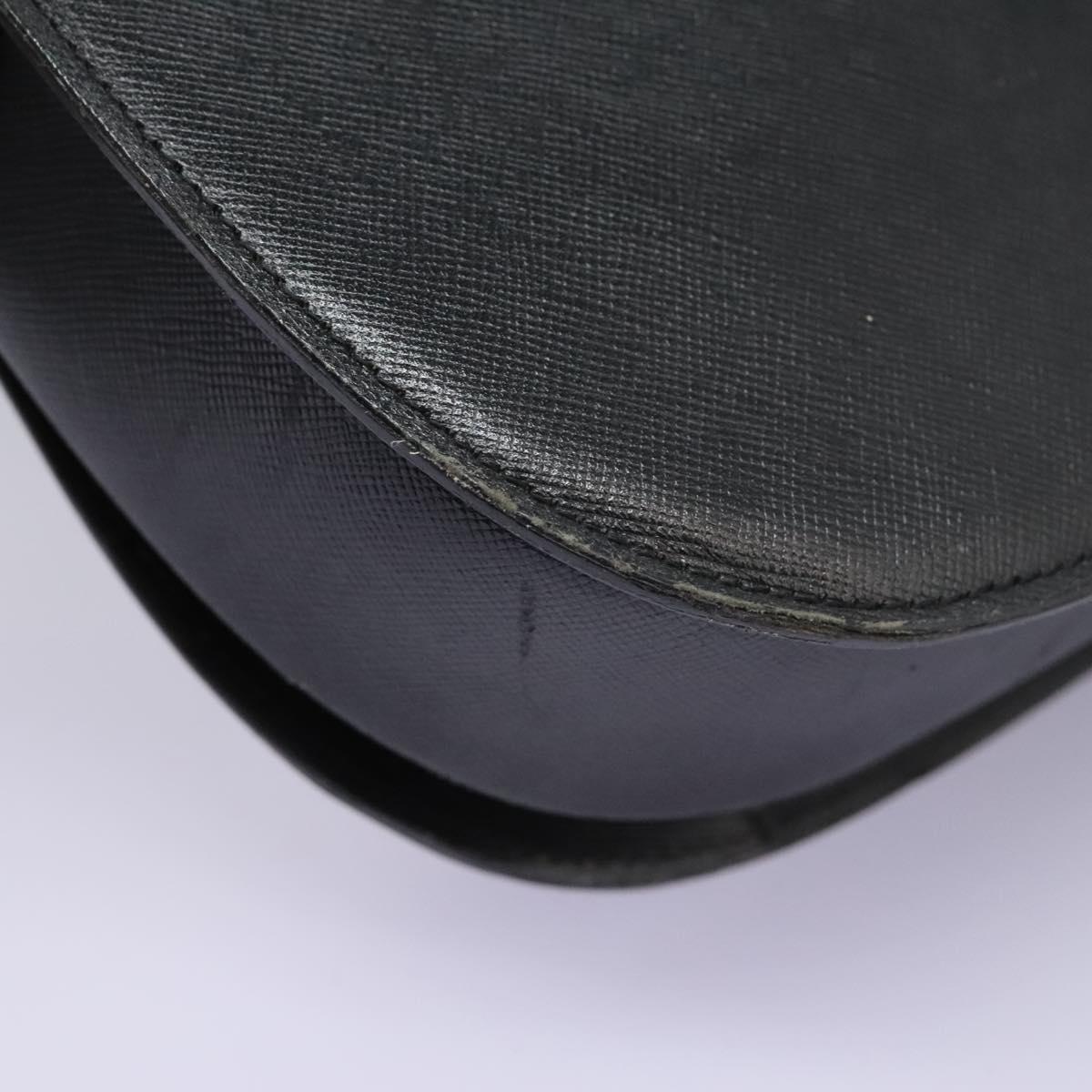 SAINT LAURENT Shoulder Bag Leather Black Gold Auth BD372