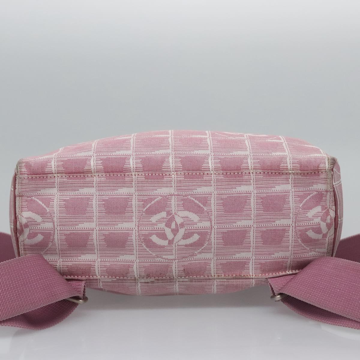 CHANEL New Travel Line Backpack Canvas Pink CC Auth BD376