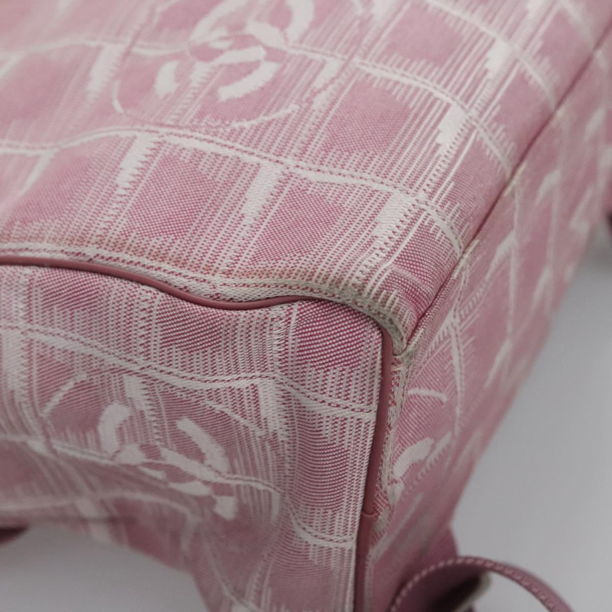 CHANEL New Travel Line Backpack Canvas Pink CC Auth BD376