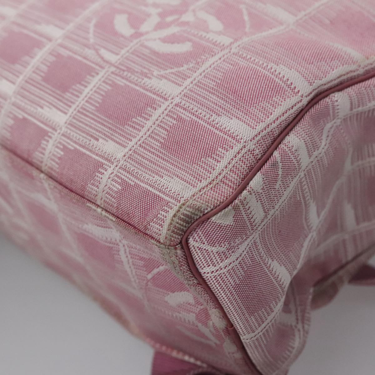 CHANEL New Travel Line Backpack Canvas Pink CC Auth BD376